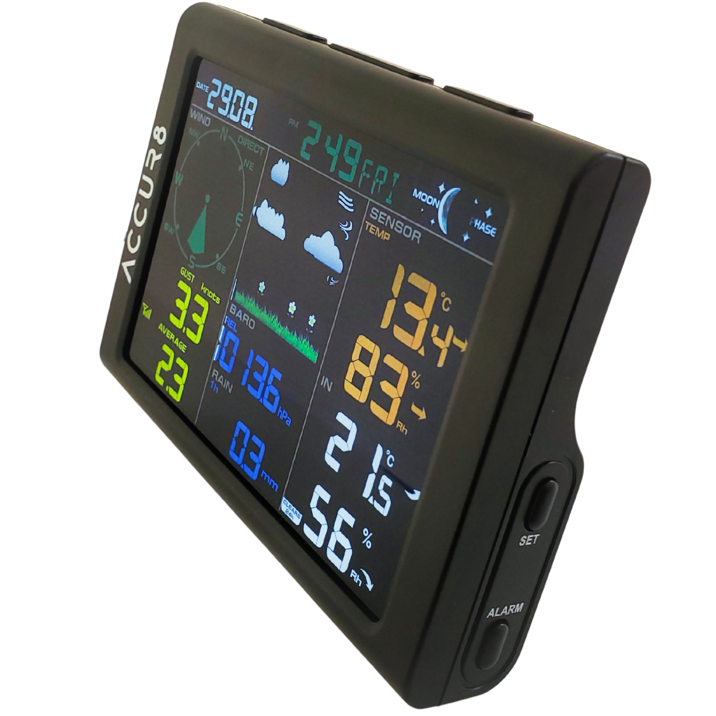 ACCUR8 DWS5100 5-in-1 Complete WiFi Weather Station incl Weather Alerts & Mobile Phone Link - Solar-Powered
