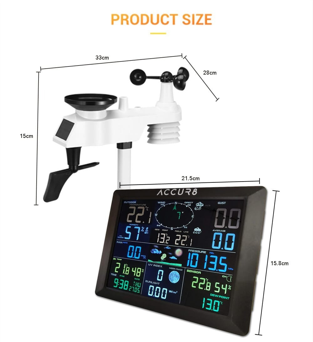 Accur8 DWS7100 showing product size dimensions