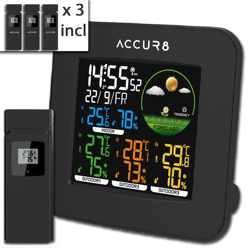 ACCUR8 YD8266WUK-BL Weather Forecast Station 