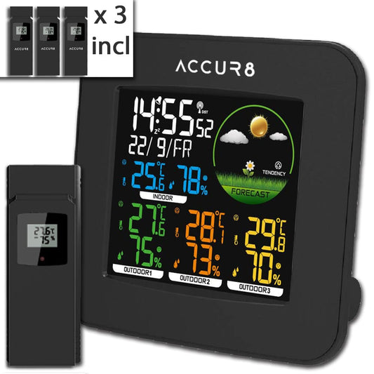 ACCUR8 YD8266WUK-BL Weather Forecast Station 