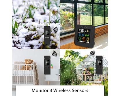 ACCUR8 YD8266WUK-BL Weather Forecaster including 3 Wireless Temperature & Humidity Sensors